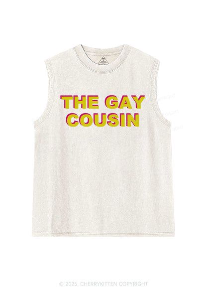 The Gay Cousin Pride Y2K Washed Muscle Tank Cherrykitten