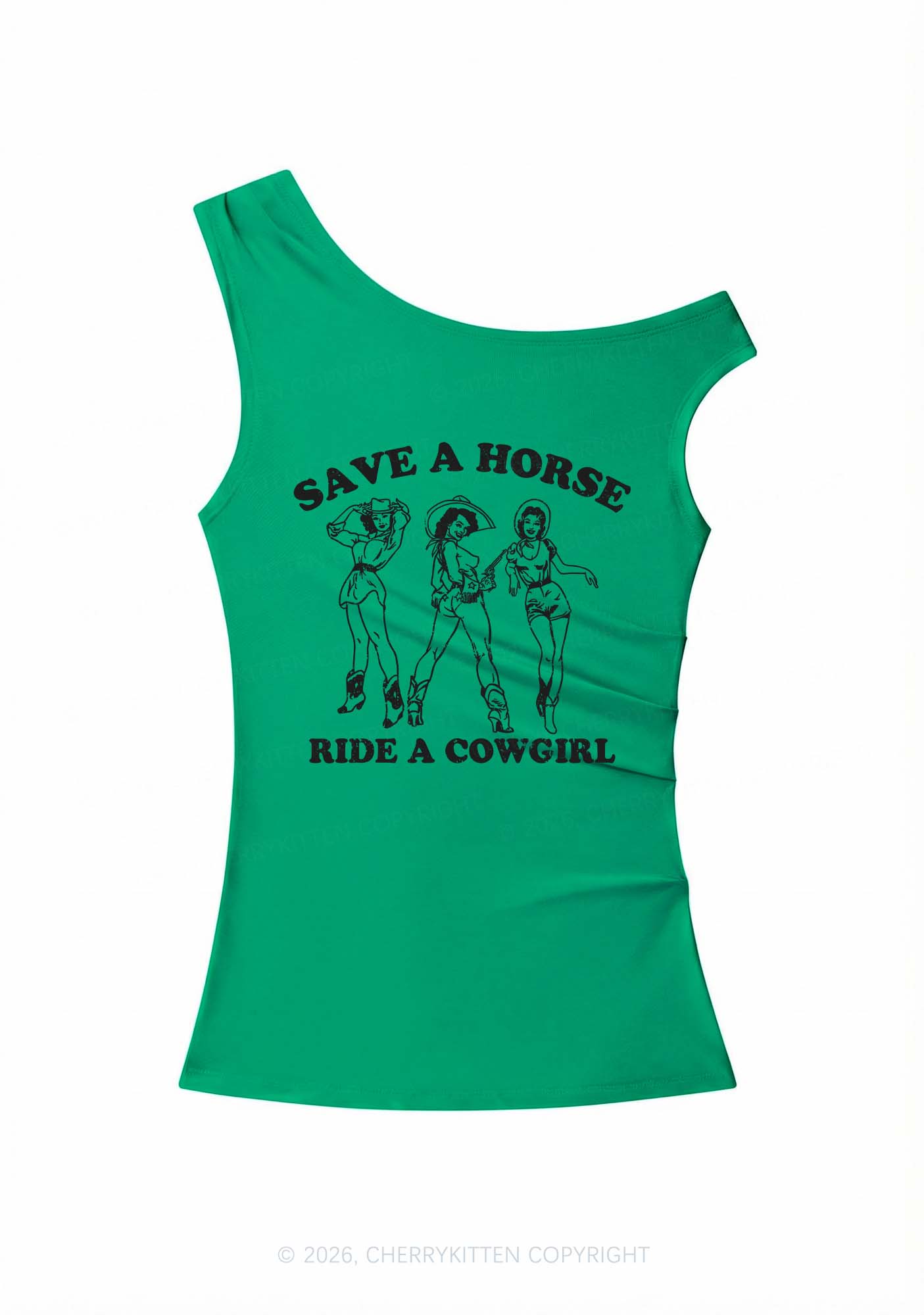 Ride A Cowgirl Y2K Off Shoulder Tank Top Cherrykitten