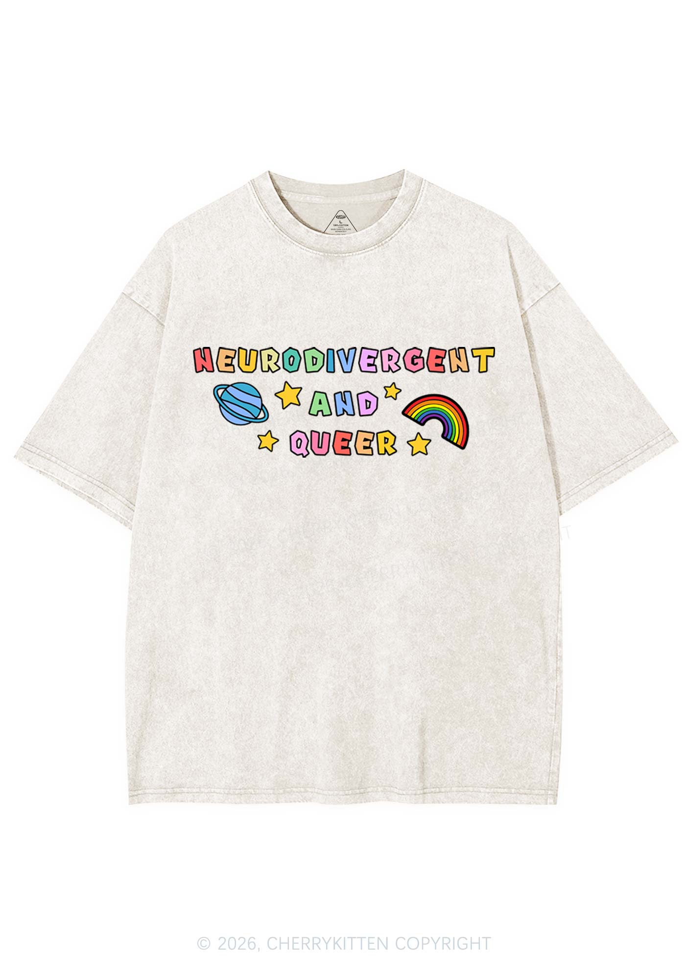 Neurodivergent And Queer Y2K Shirts Washed Tee Cherrykitten