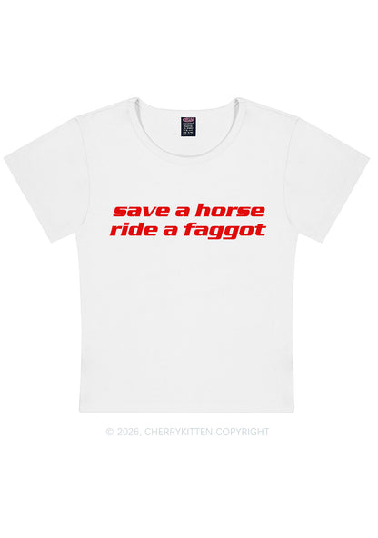 Save Horse Ride Faggot Pride Y2K Baby Tee Cherrykitten