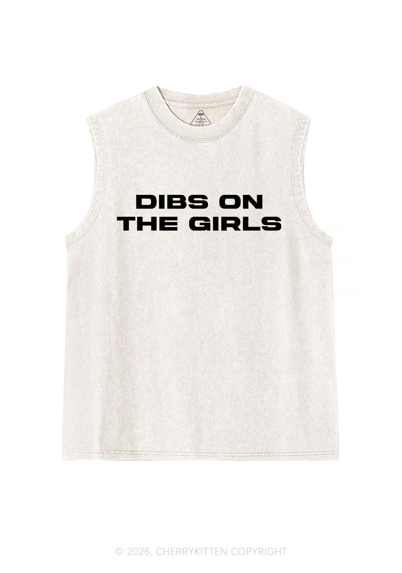 Dibs On The Girls Pride Y2K Washed Muscle Tank Cherrykitten