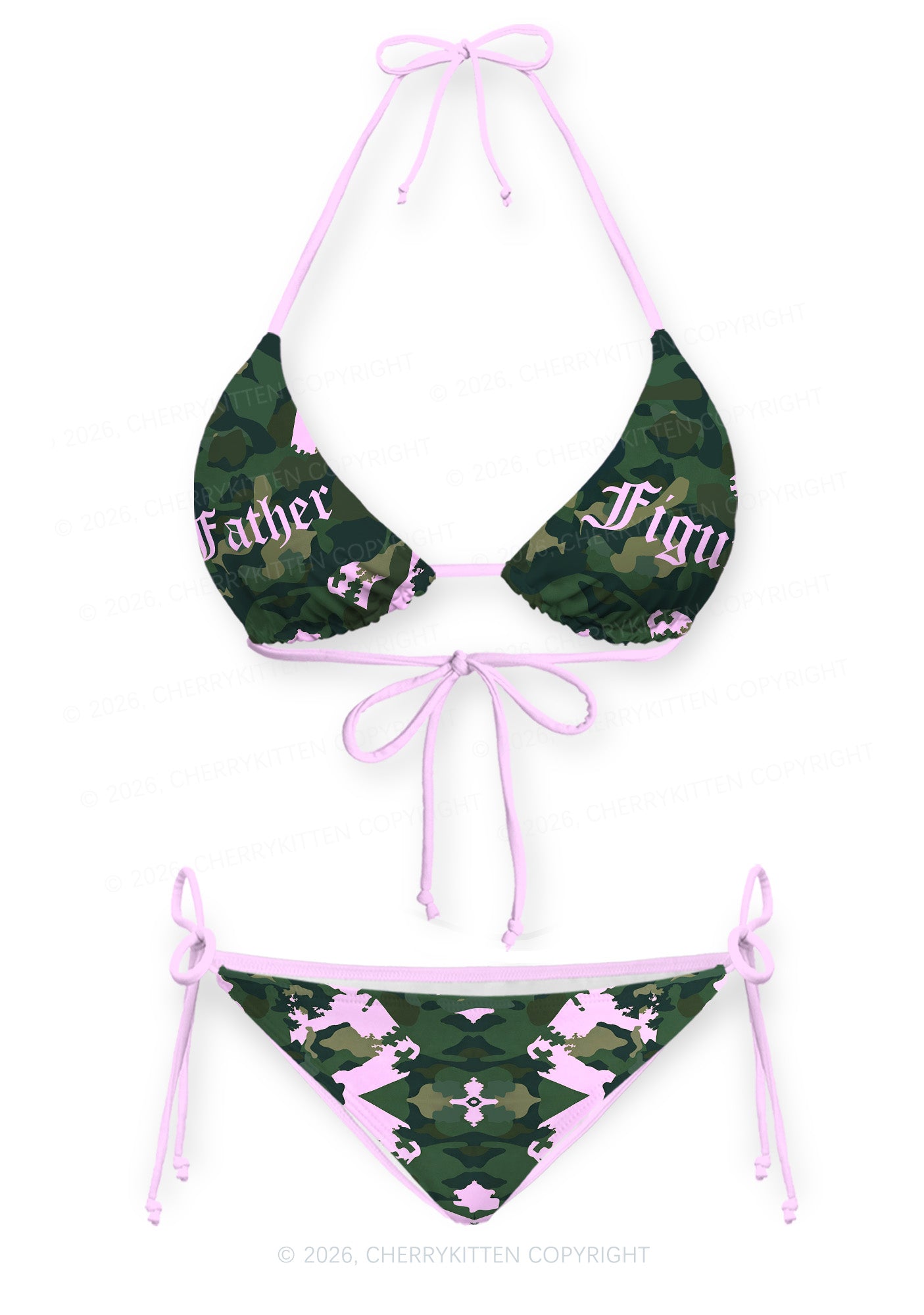 Father Figure Y2K Print Bikini Set Cherrykitten