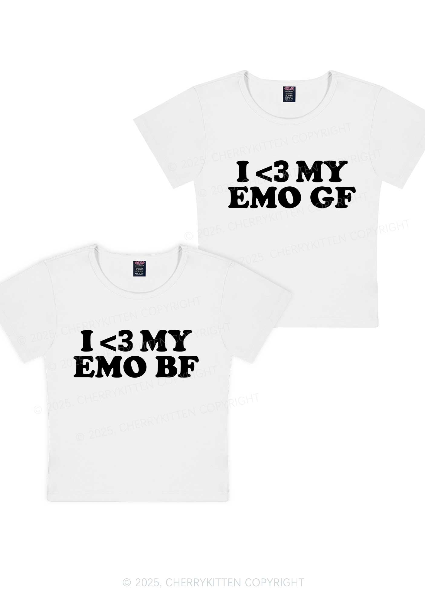 I Love My Emo BF GF Y2K Valentine's Day Baby Tee Cherrykitten