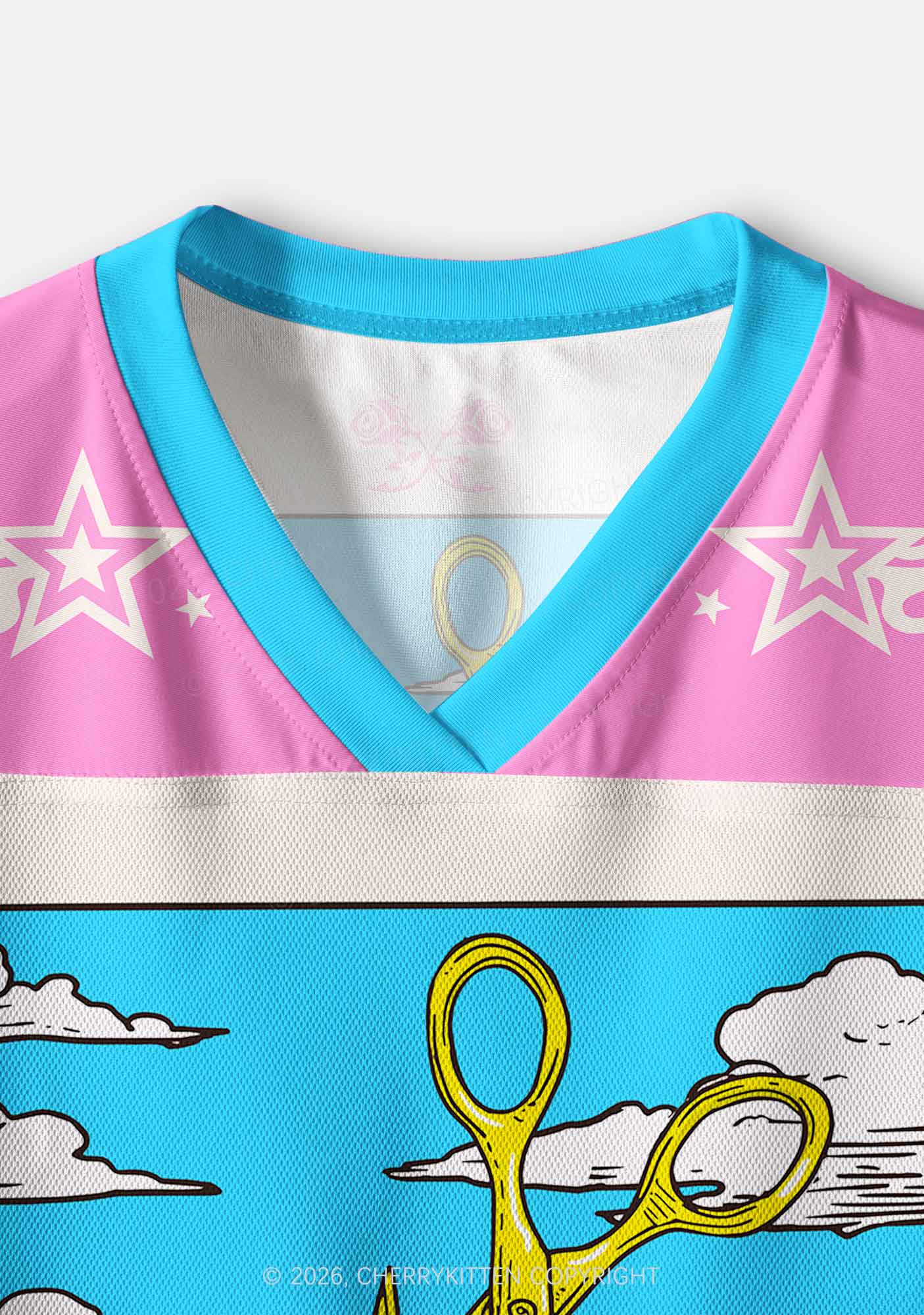 Yellow Scissors Pride Y2K Crop Sport Jersey Shirts Cherrykitten