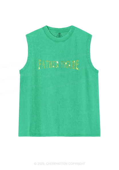 Rhinestone Father Figure Y2K Washed Muscle Tank Cherrykitten