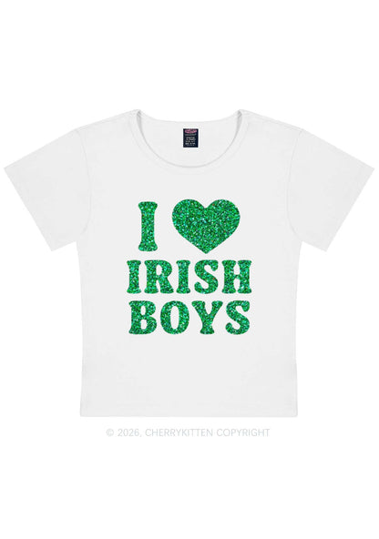 Glitter I Love Irish Boys St Patricks Y2K Baby Tee Cherrykitten