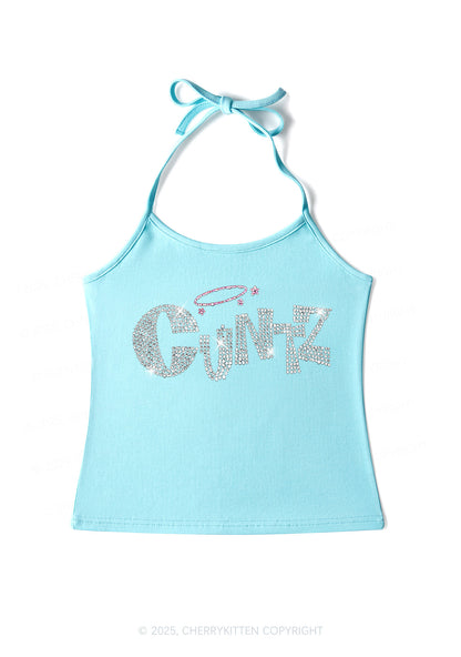 Rhinestone Cxntz Y2K Halter Neck Cami Cherrykitten
