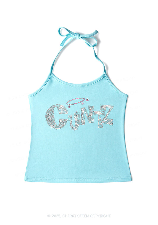 Rhinestone Cxntz Y2K Halter Neck Cami Cherrykitten