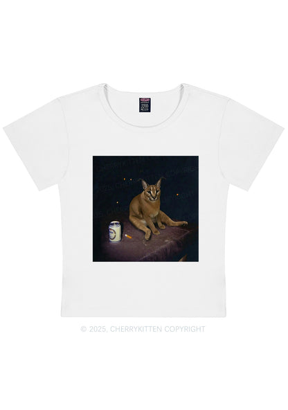 Drinking Floppa Y2K Baby Tee Cherrykitten