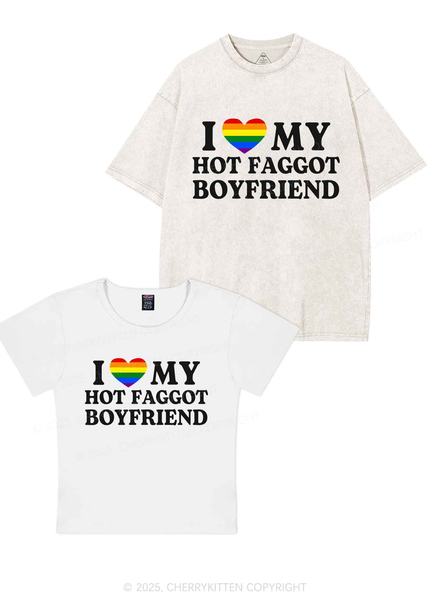 Love My Hot Faggot BF Y2K Valentine's Day Couple Shirt Cherrykitten