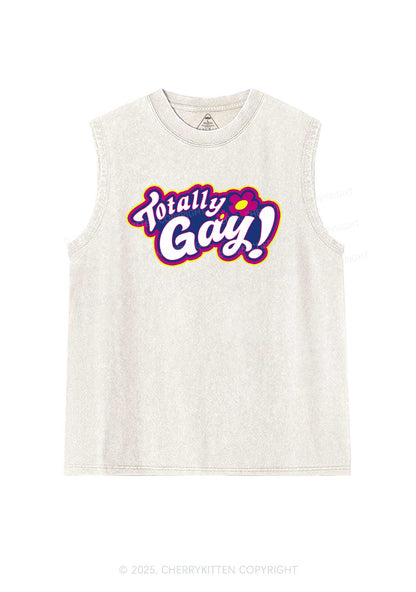 Totally Gay Pride Y2K Washed Muscle Tank Cherrykitten