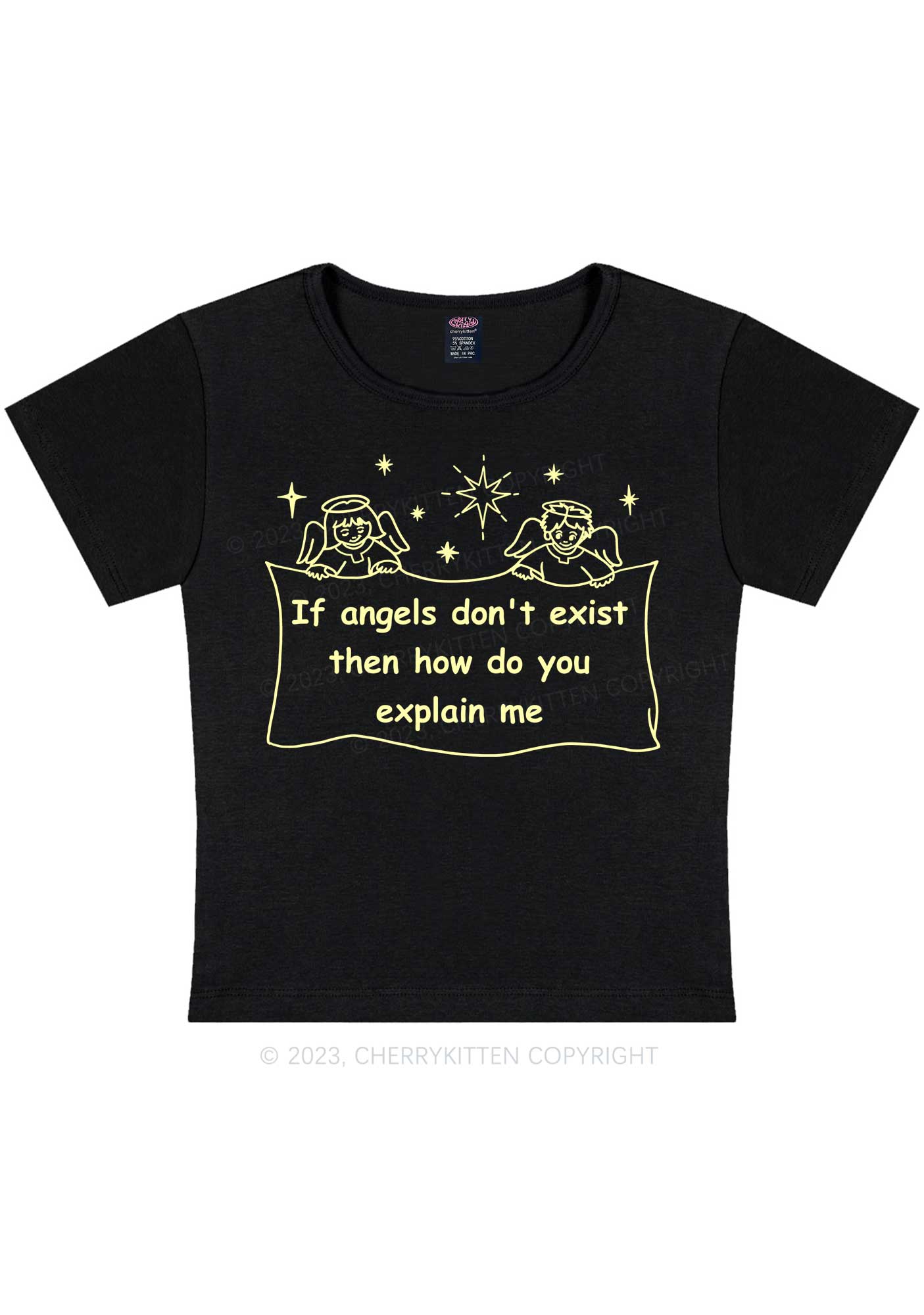 Angels Don't Exist Y2K Baby Tee Cherrykitten