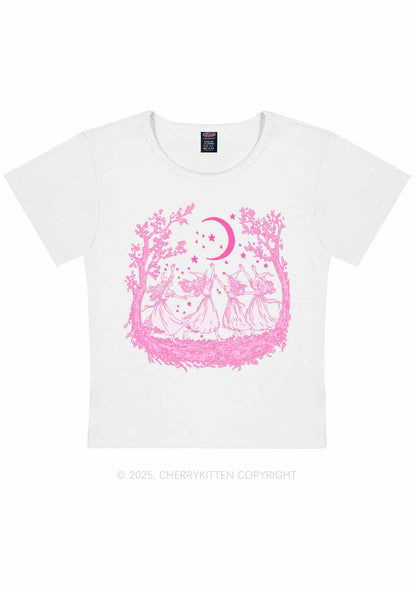 Halloween Witches Dancing Under Moon Y2K Baby Tee Cherrykitten
