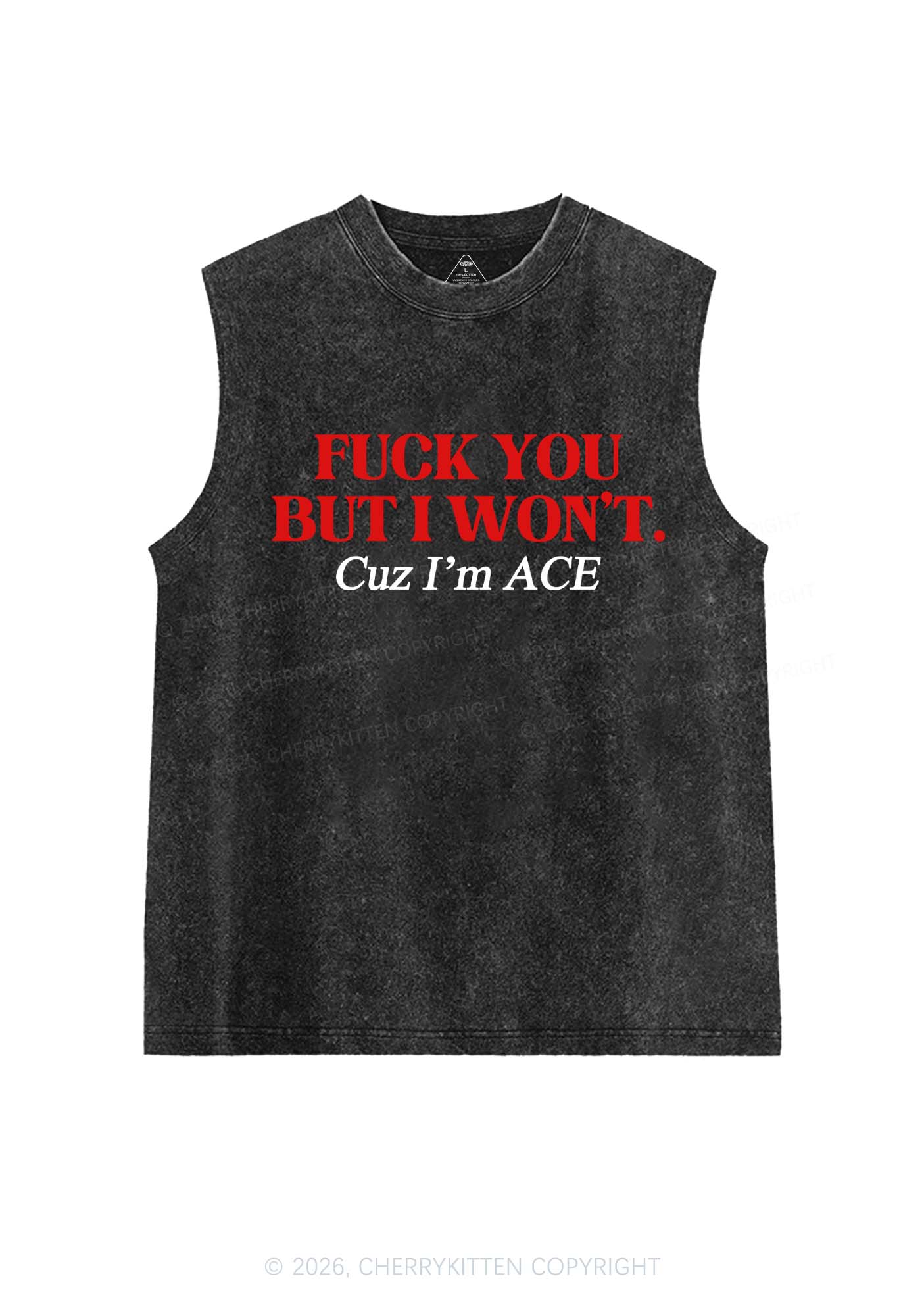 Fxxk You Cuz Im Ace Pride Y2K Washed Muscle Tank Cherrykitten