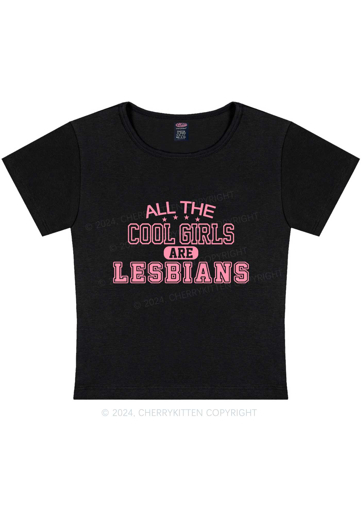 Curvy Cool Girls Are Lesbians Y2K Baby Tee Cherrykitten