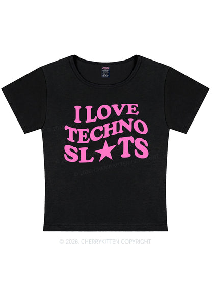 I Love Techno Slxts Y2K Baby Tee Cherrykitten