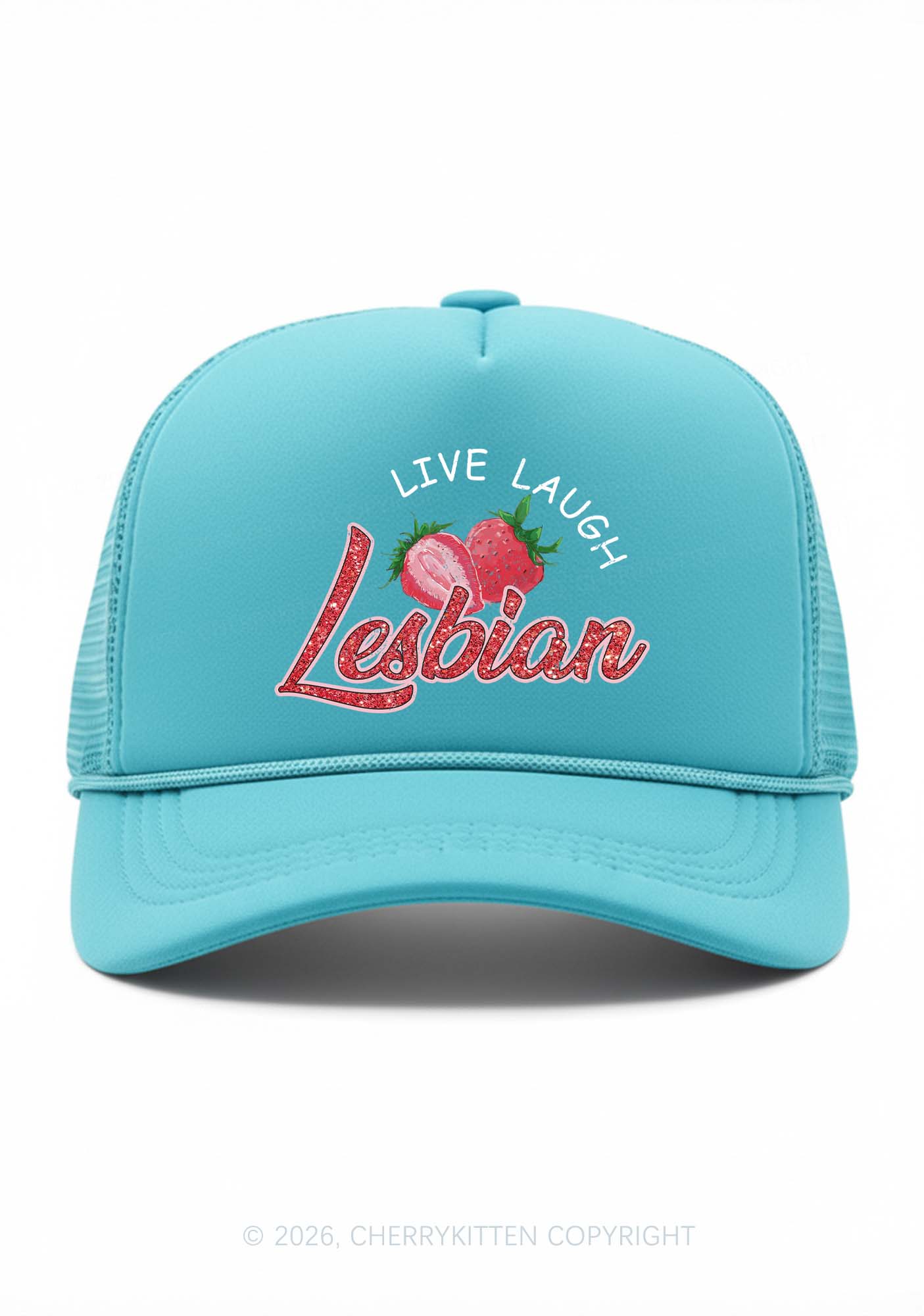 Live Laugh Lesbian Pride Y2K Trucker Hat Cherrykitten