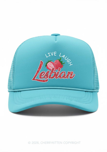 Live Laugh Lesbian Pride Y2K Trucker Hat Cherrykitten