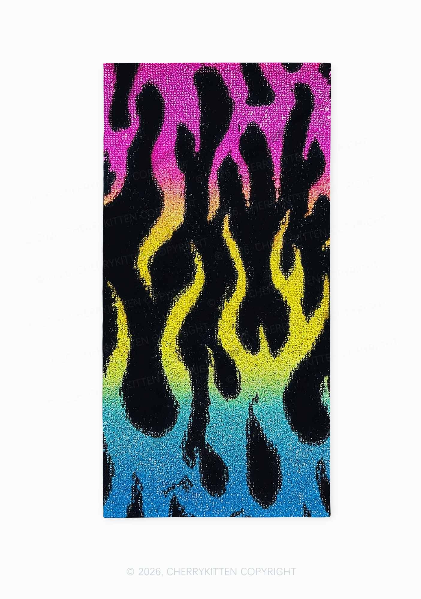 Pansexual Flame Pride Y2K Beach Towel Cherrykitten