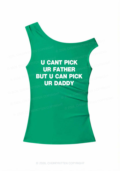 U Can Pick Ur Daddy Y2K Off Shoulder Tank Top Cherrykitten