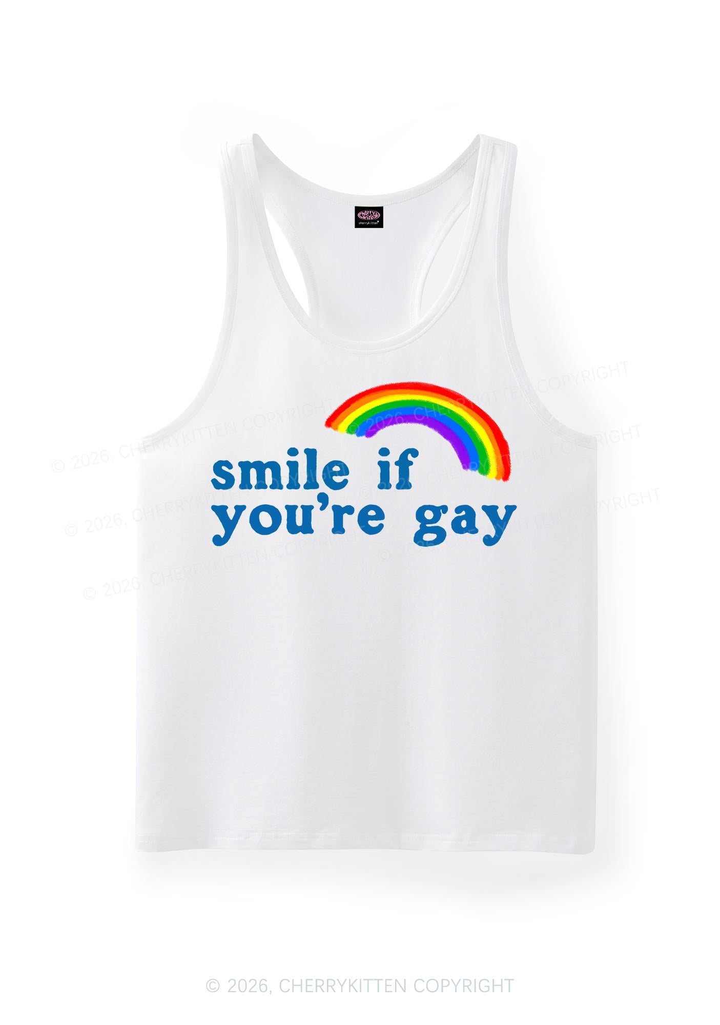 Smile If You Are Gay Pride Y2K Men Racerback Tank Top Cherrykitten