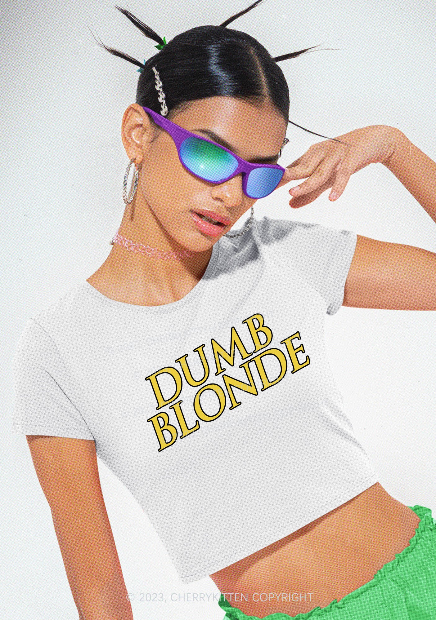 Dumb Blonde Y2K Baby Tee Cherrykitten