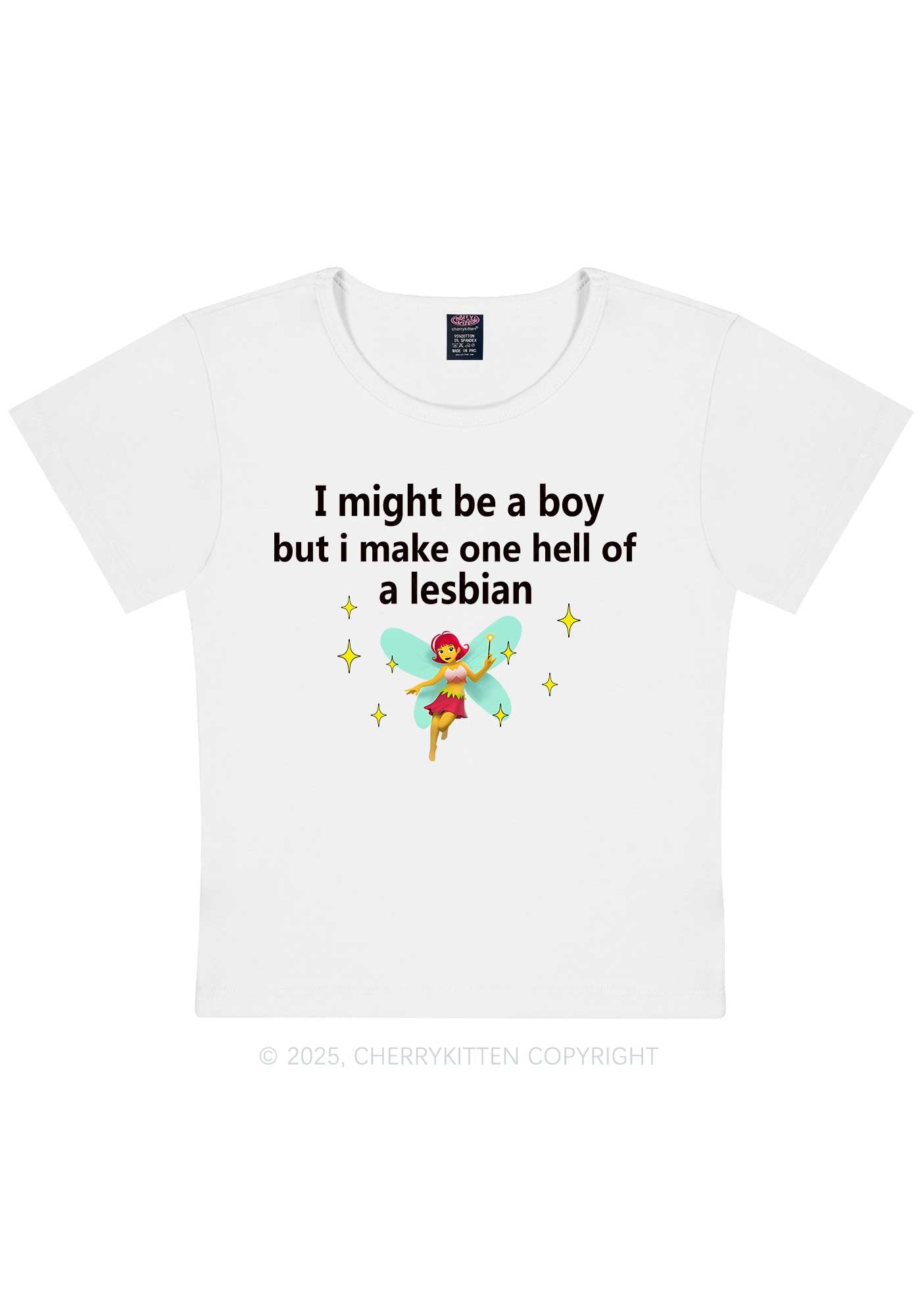 Make Hell Of Lesbian Y2K Baby Tee Cherrykitten