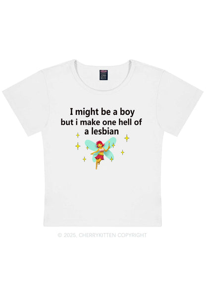 Make Hell Of Lesbian Y2K Baby Tee Cherrykitten