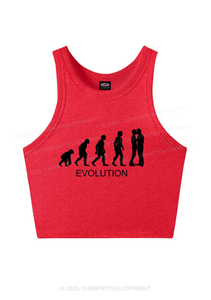 Gay Evolution Pride Y2K Crop Tank Top Cherrykitten