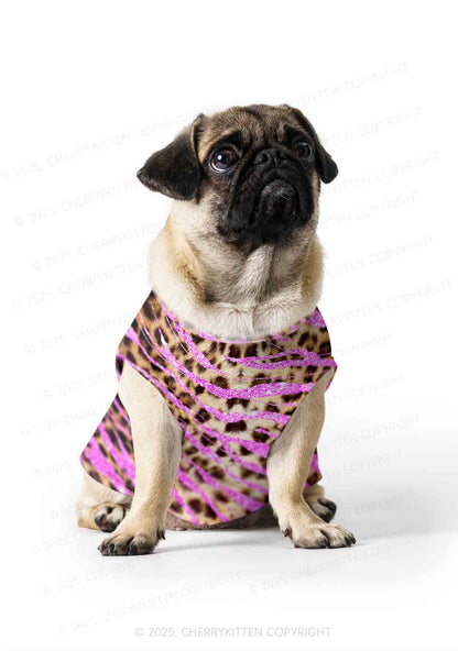 Sparkle Pink Leopard Y2K Pet Tank Top Cherrykitten