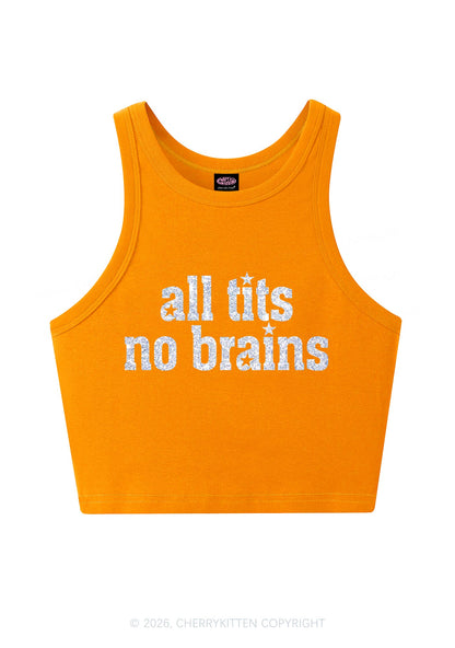 Glitter All Txts No Brains Y2K Crop Tank Top Cherrykitten