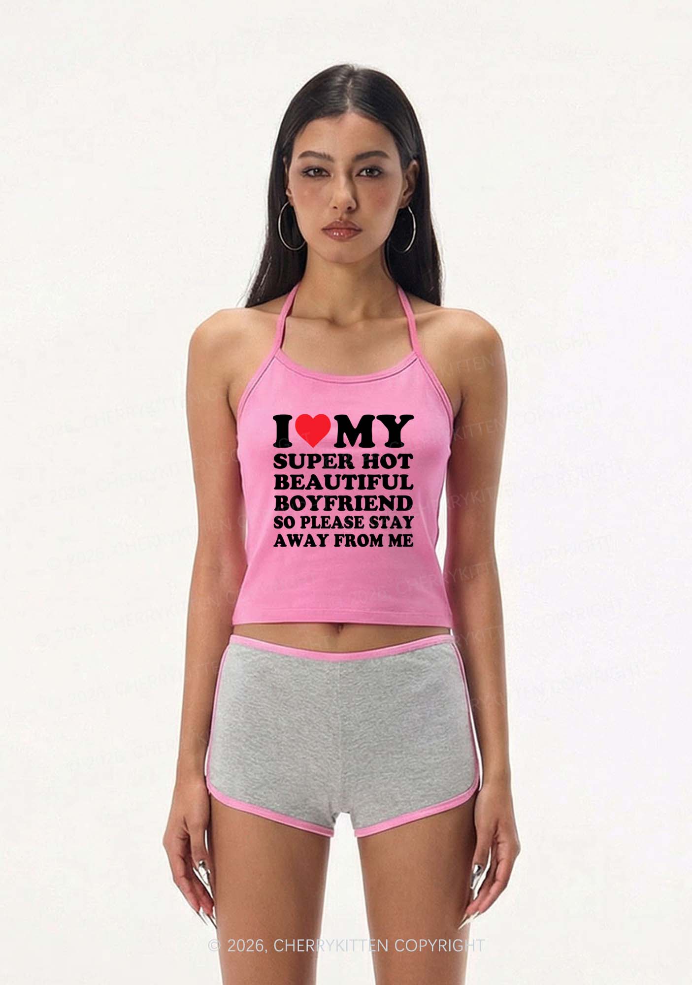 My Super Hot Boyfriend Y2K Halter Neck Cami Cherrykitten