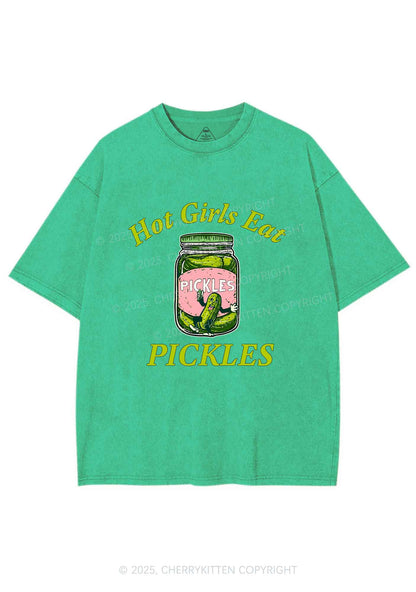 Hot Girls Eat Pickles Y2K Shirts Washed Tee Cherrykitten