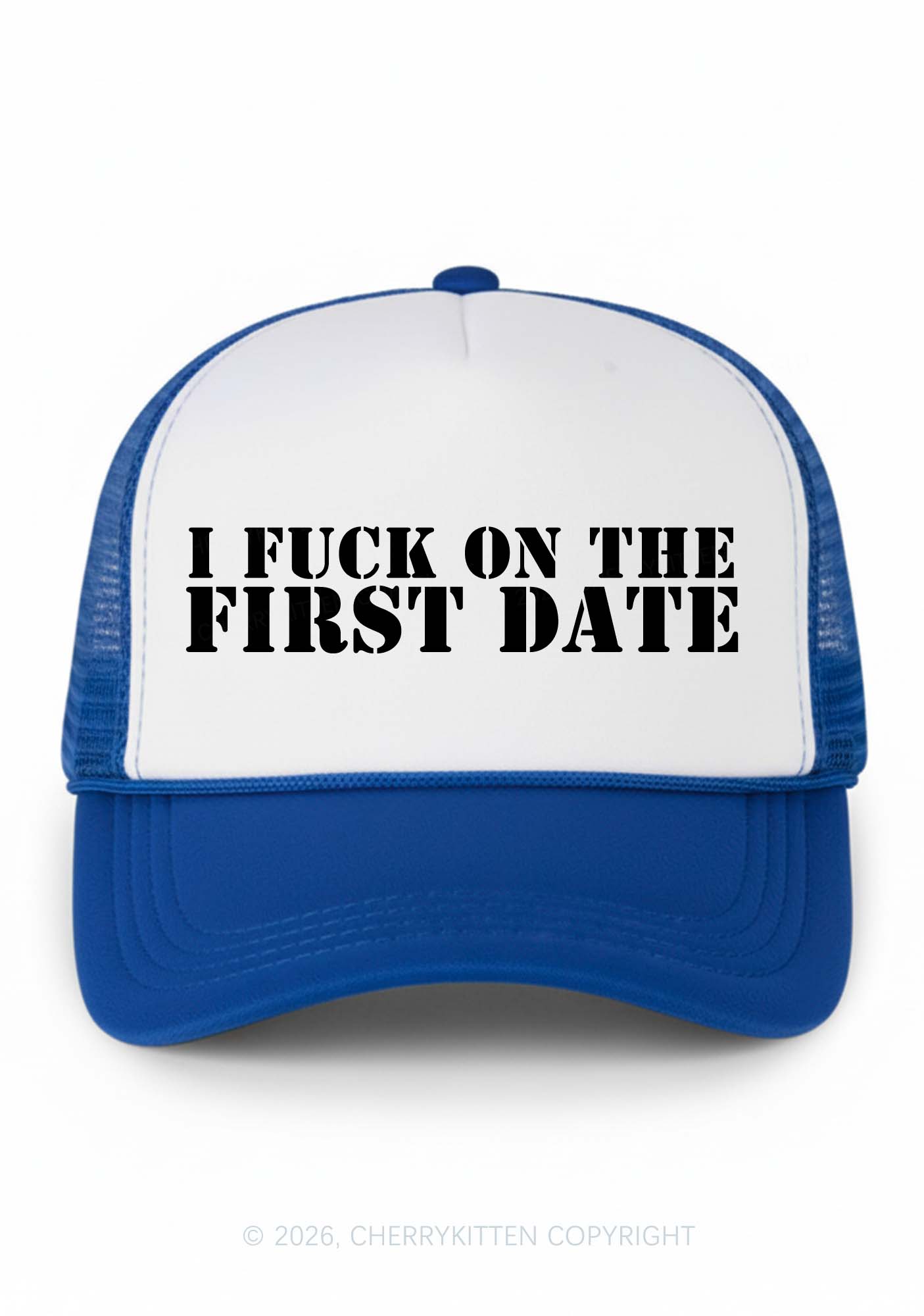 Fxxk On First Date Y2K Colorblock Trucker Hat Cherrykitten