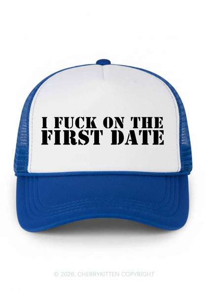 Fxxk On First Date Y2K Colorblock Trucker Hat Cherrykitten
