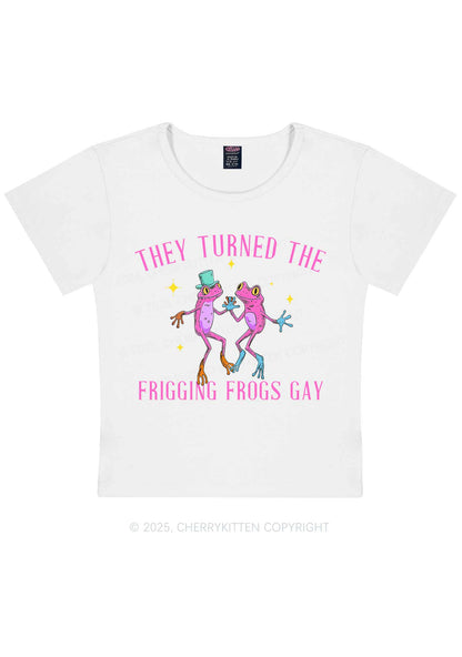 Frogs Gay Pride Y2K Baby Tee Cherrykitten