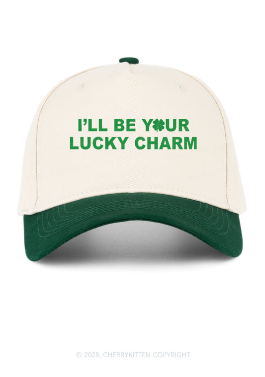 Embroidered Be Your Lucky Charm St Patricks Y2K Color Block Baseball Cap Cherrykitten