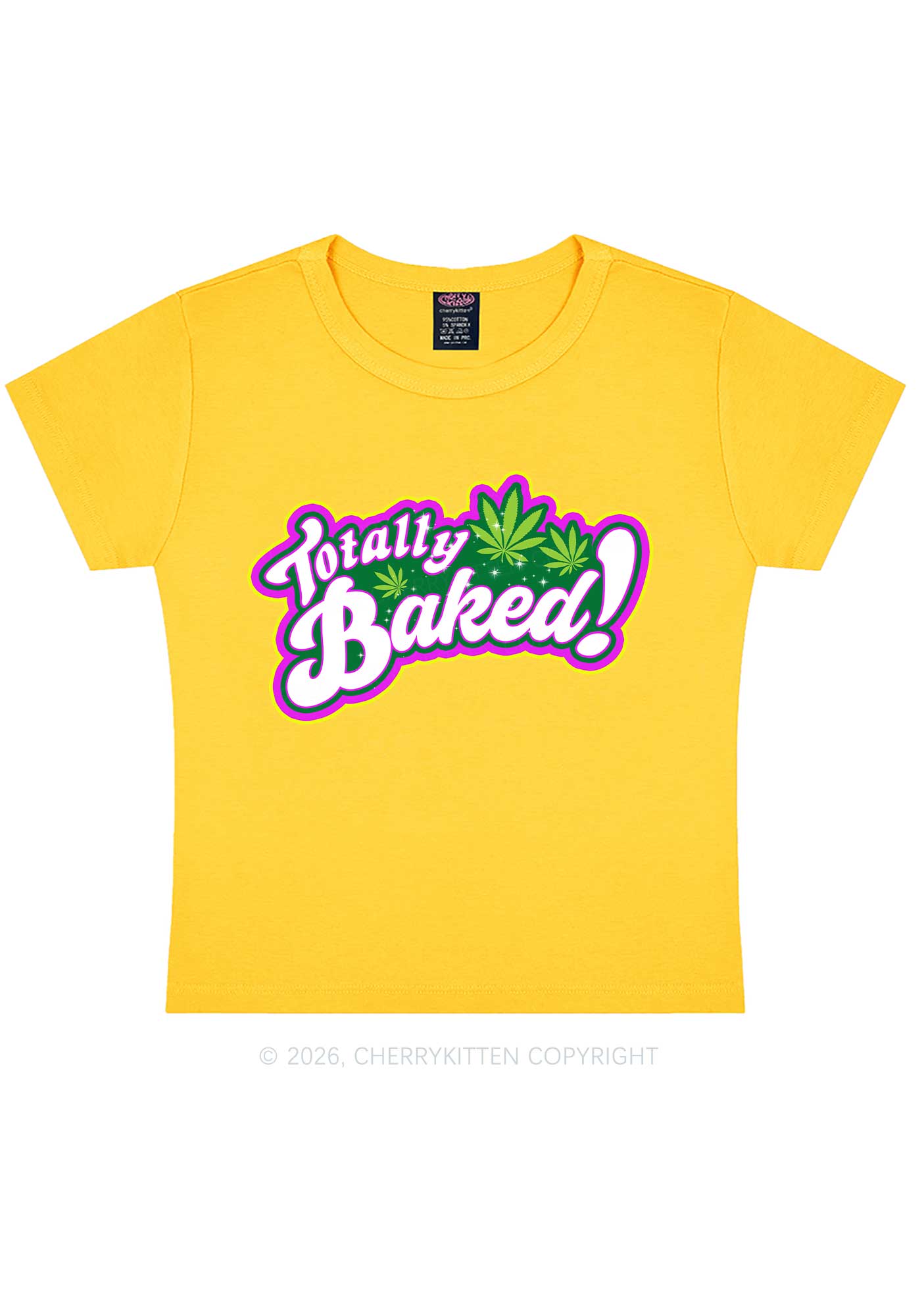 Totally Baked Y2K Baby Tee Cherrykitten