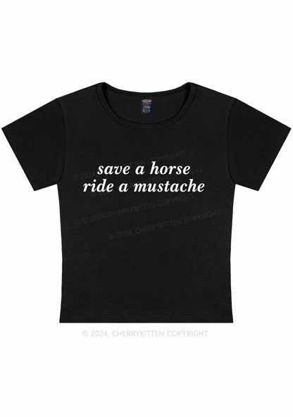 Ride A Mustache Y2K Baby Tee Cherrykitten