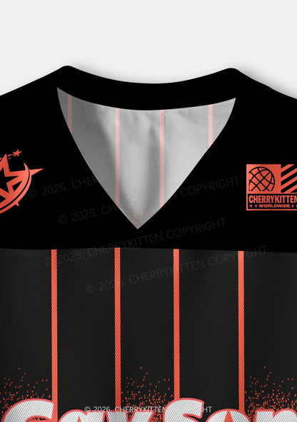 Orange Stripes Gay Son Pride Y2K Crop Sport Jersey Shirts Cherrykitten