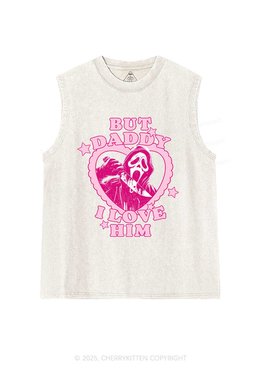 Halloween Daddy Love Horror Y2K Washed Muscle Tank Cherrykitten