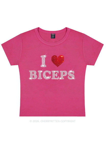 Rhinestone I Love Biceps Y2K Baby Tee Cherrykitten