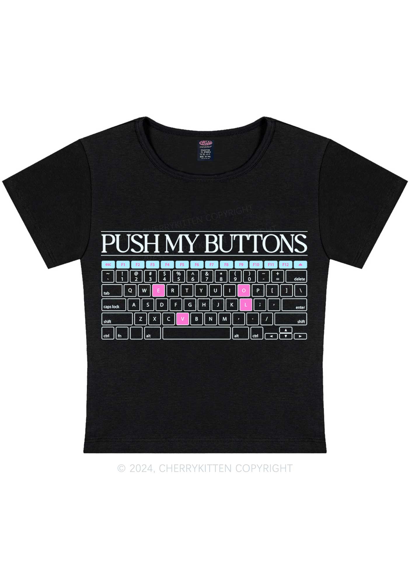 Curvy Push My Buttons Y2K Baby Tee Cherrykitten