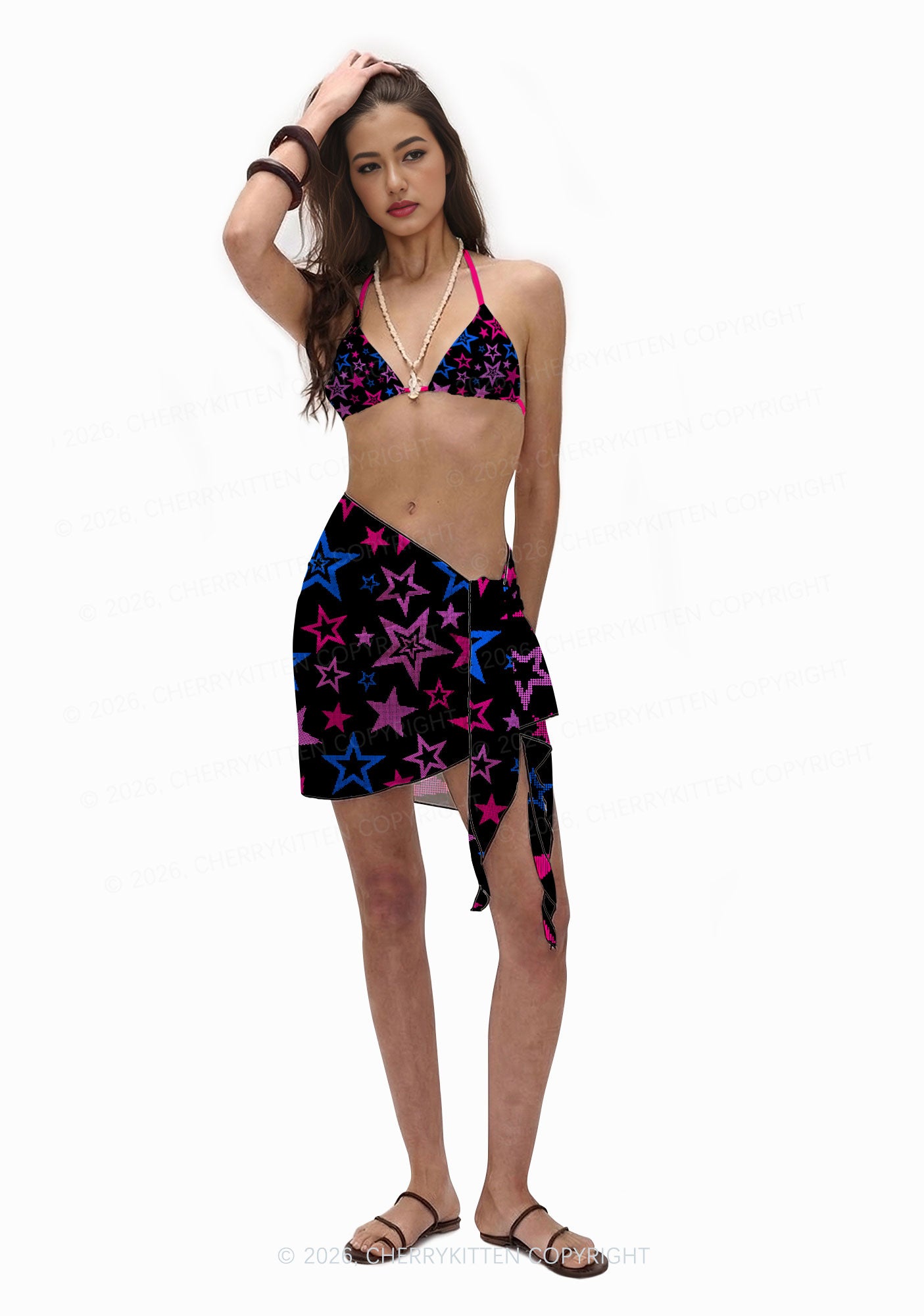 Bisexual Star Pride Y2K Print Bikini Set Cherrykitten