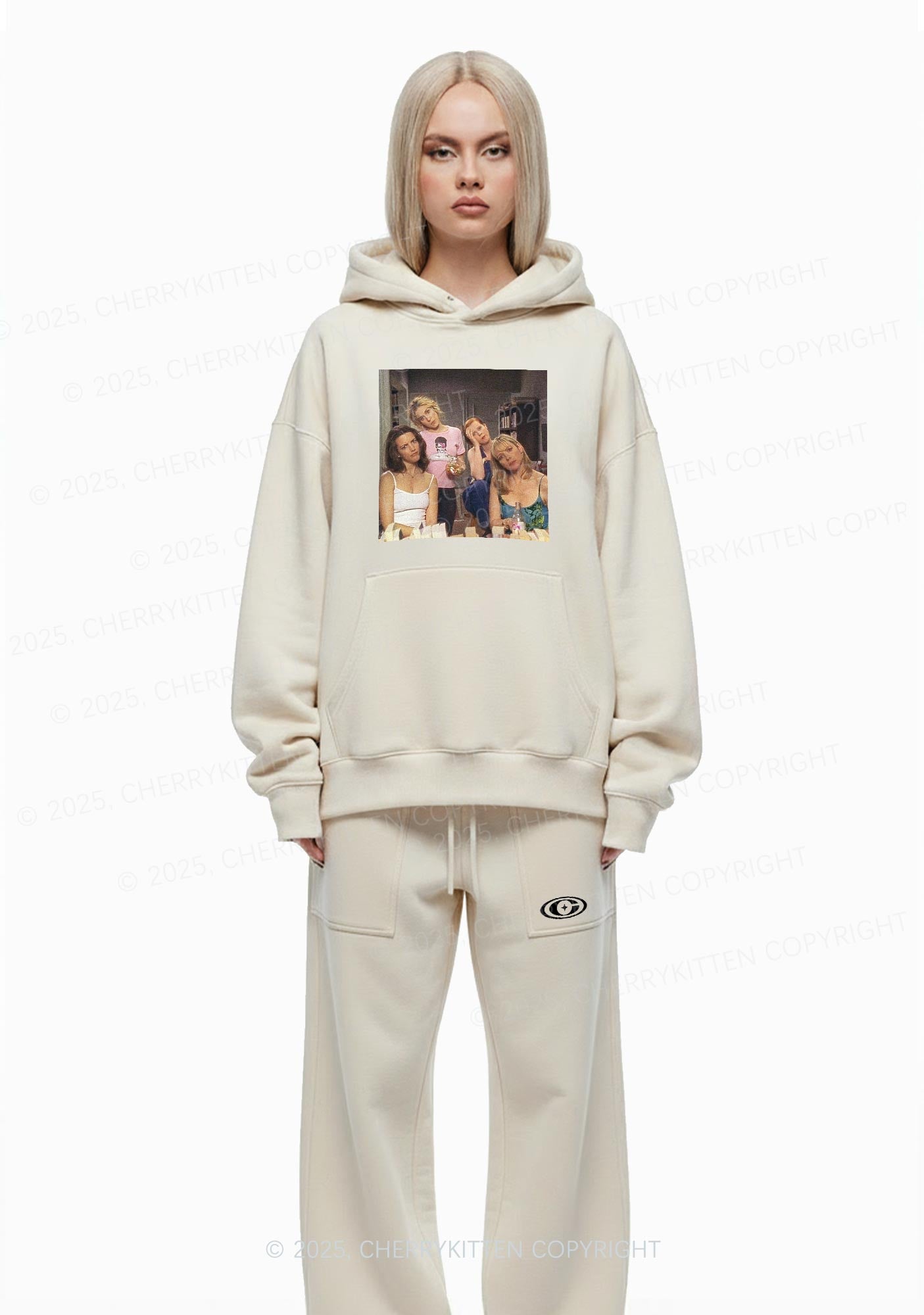 Girl Puzzled Y2K Fleece Hoodie Set Cherrykitten
