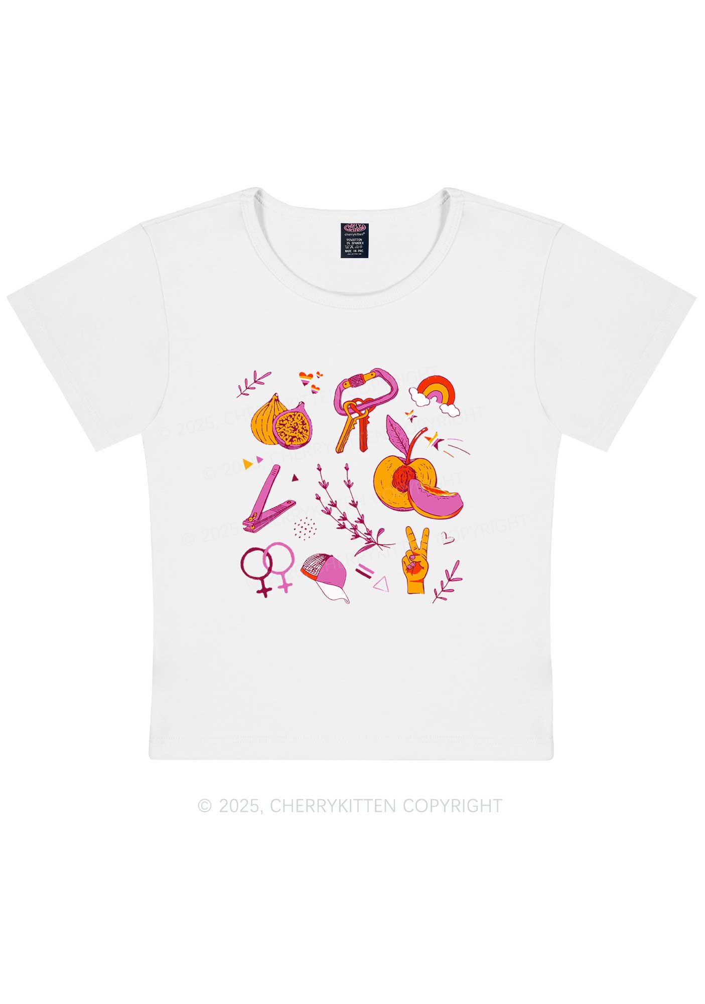 Lesbian Symbols Y2K Baby Tee Cherrykitten