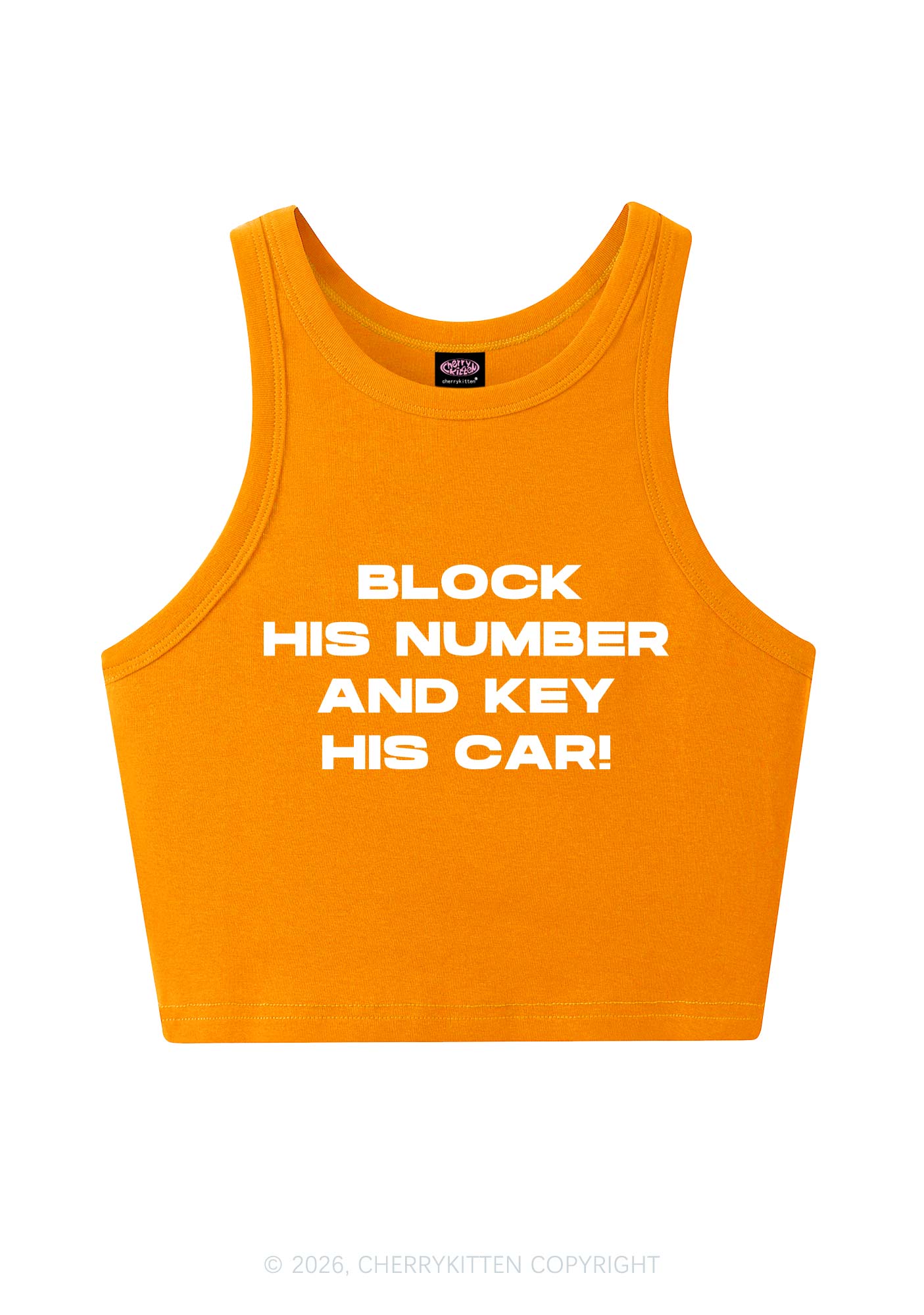Block His Number Y2K Crop Tank Top Cherrykitten