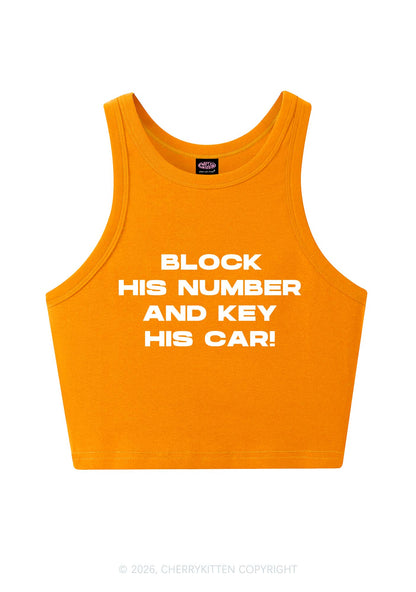 Block His Number Y2K Crop Tank Top Cherrykitten