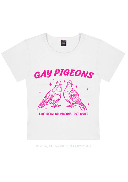 Gay Pigeons Pride Y2K Baby Tee Cherrykitten