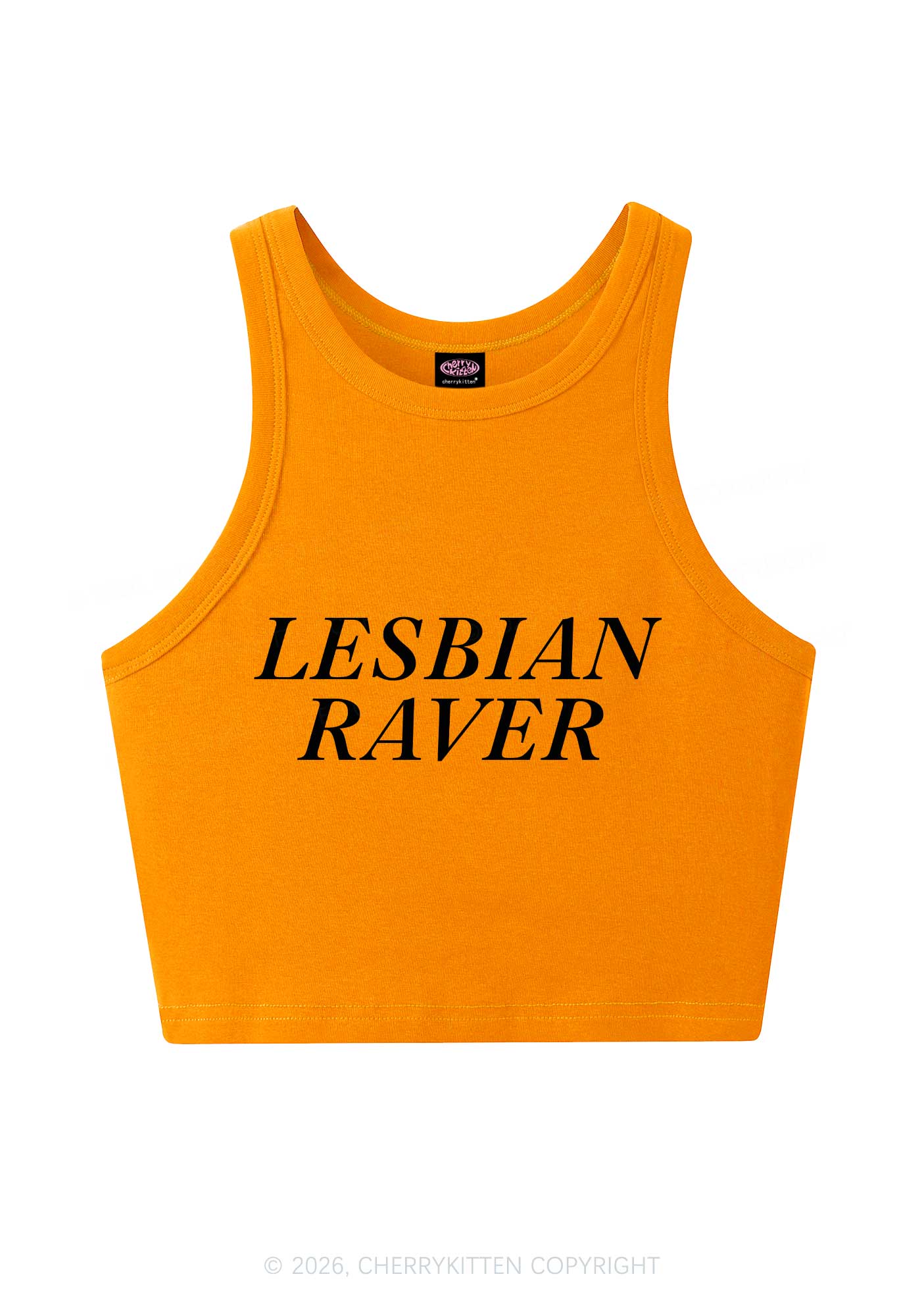 Lesbian Raver Pride Y2K Crop Tank Top Cherrykitten